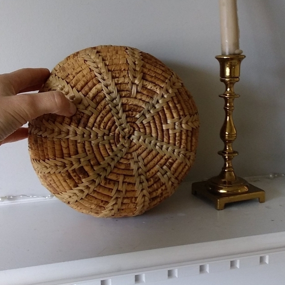 Woven basket with lid fruit boho farmhouse‎ style - Picture 9 of 11